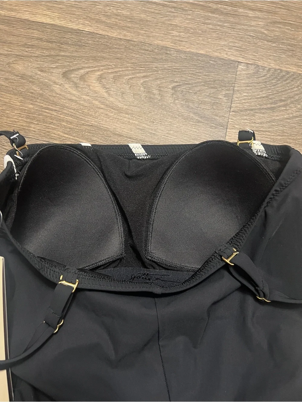 NEW Gottex Mirage Bandeau One-Piece Swimsuit Size 10 Black White Strapless NWT